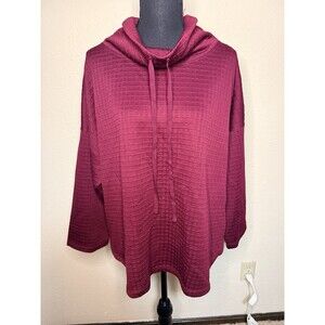 Max Studio Women’s Maroon Cowl Neck Pop Over Sweater NWT Size 1X Athletic Wear